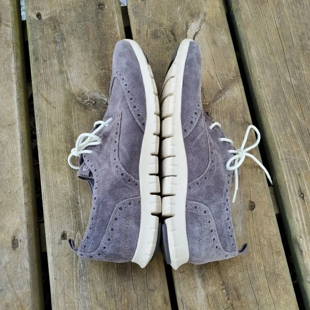 Cole Haan Zerogrand Wingtip Oxford Closed‎ Hole Gray Suede Lace-up Shoes 8.5